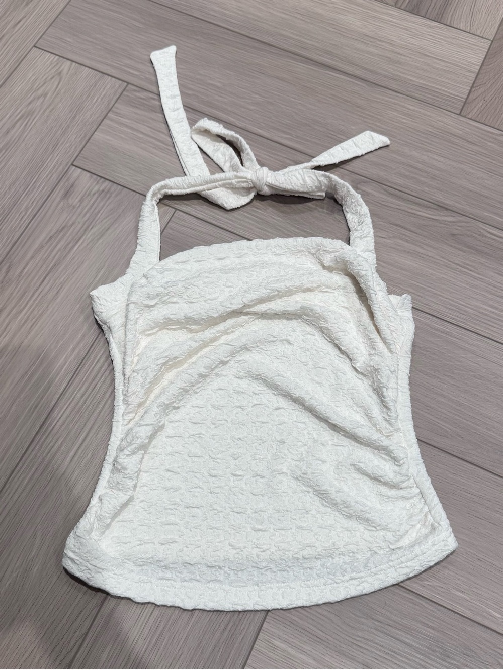 SHEIN Cream Halter Textured Camisole